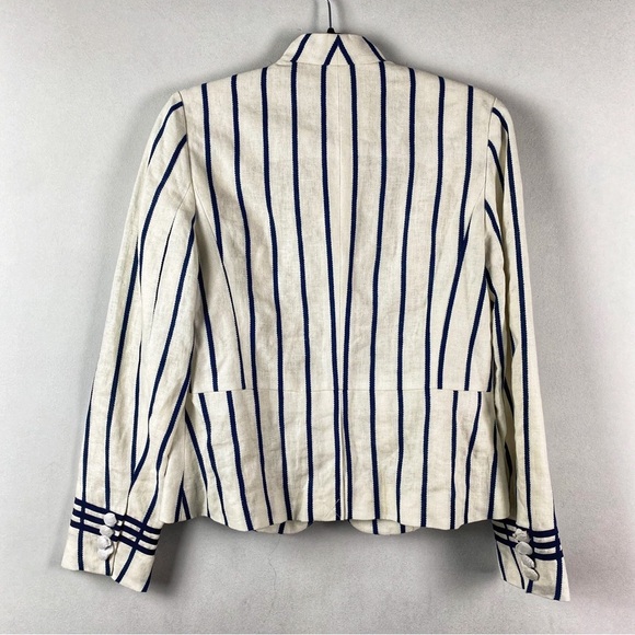 Lauren Ralph Lauren White and Blue Striped Blazer - Picture 2 of 5
